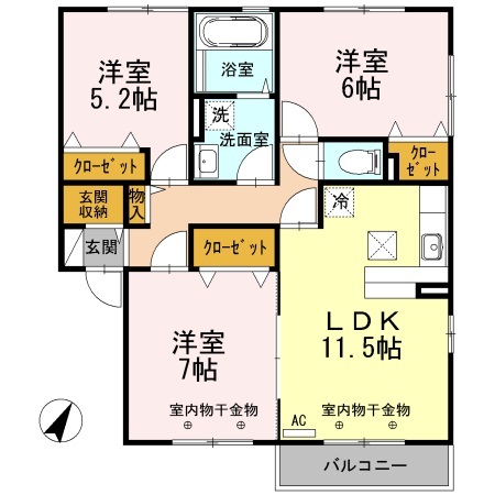 盛岡市向中野字細谷地築の間取り