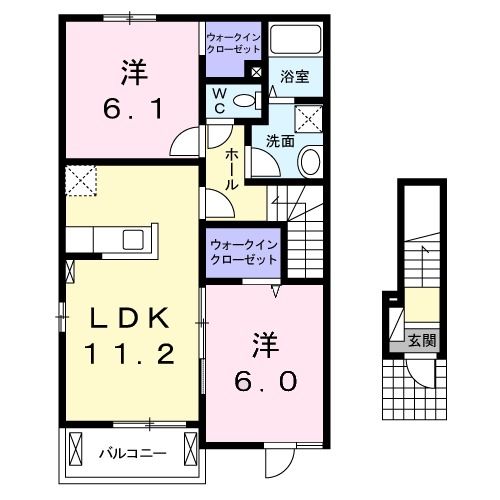 【笠間市美原のアパートの間取り】