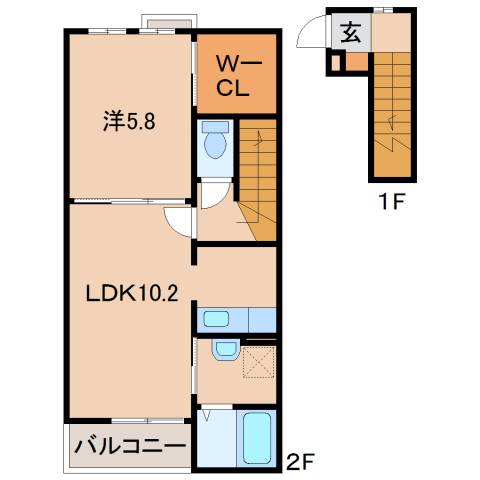 【和歌山市弘西のアパートの間取り】