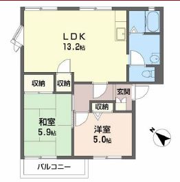 高砂市曽根町のアパートの間取り