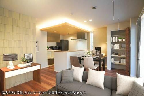 居室・リビング　家具や車は配置イメージであり、賃貸物件には含まれません