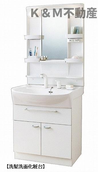 洗面設備　スペースが確保できる洗面所です