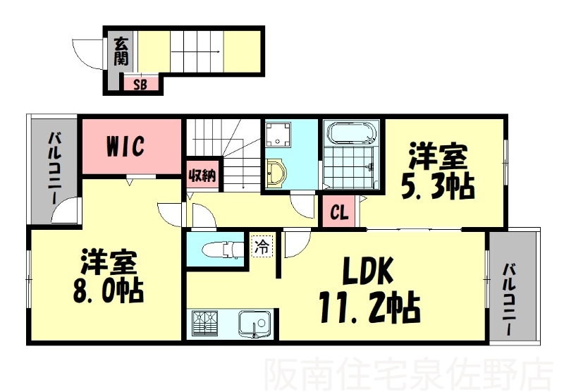 南海本線 吉見ノ里駅 徒歩4分 2階建 築16年の間取り写真