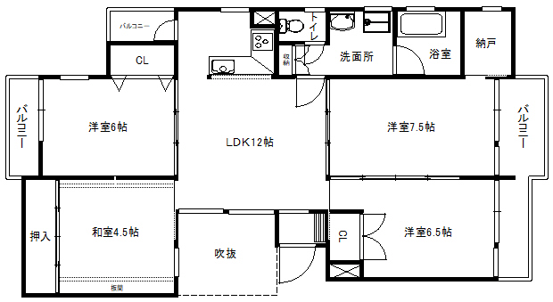 箕面市桜ケ丘のマンションの間取り