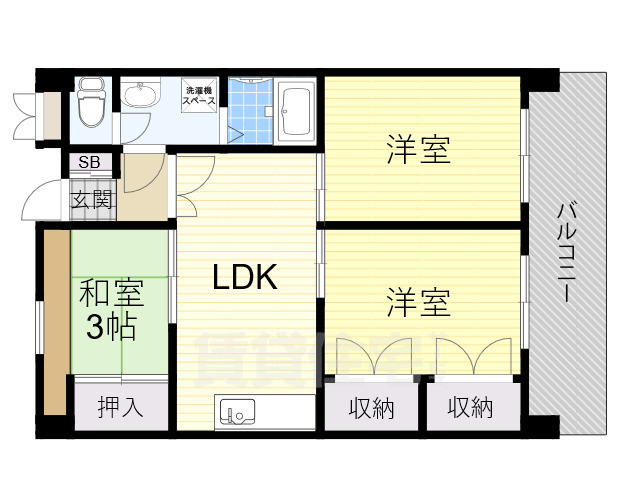 豊中市熊野町のマンションの間取り