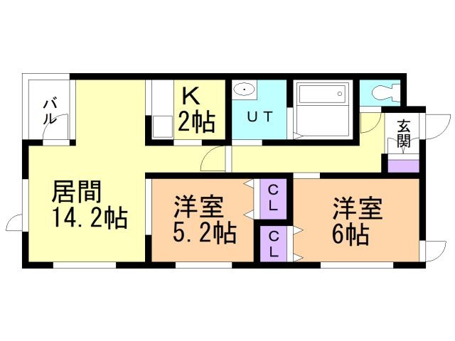 函館市深堀町のアパートの間取り