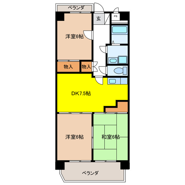 岐阜市鏡島精華のマンションの間取り