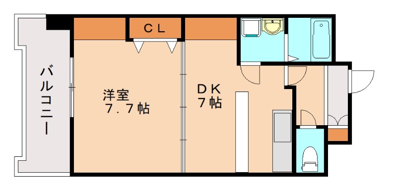 北九州市戸畑区中原西のマンションの間取り