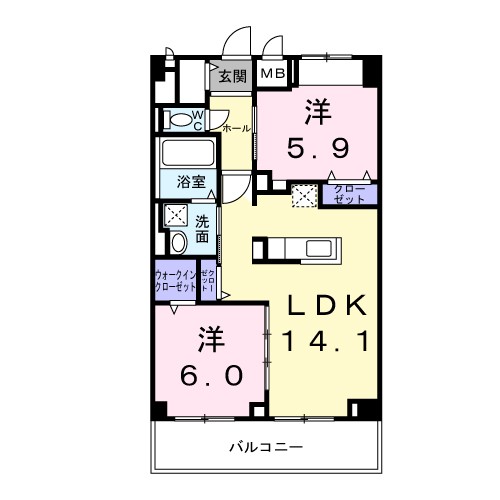 姫路市阿保のマンションの間取り