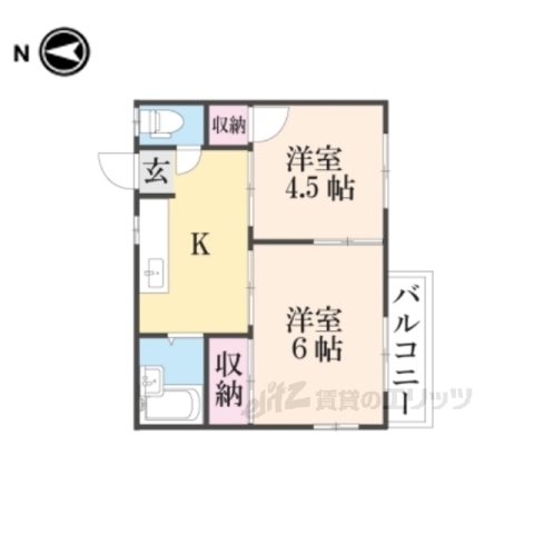 長浜市高月町高月のアパートの間取り