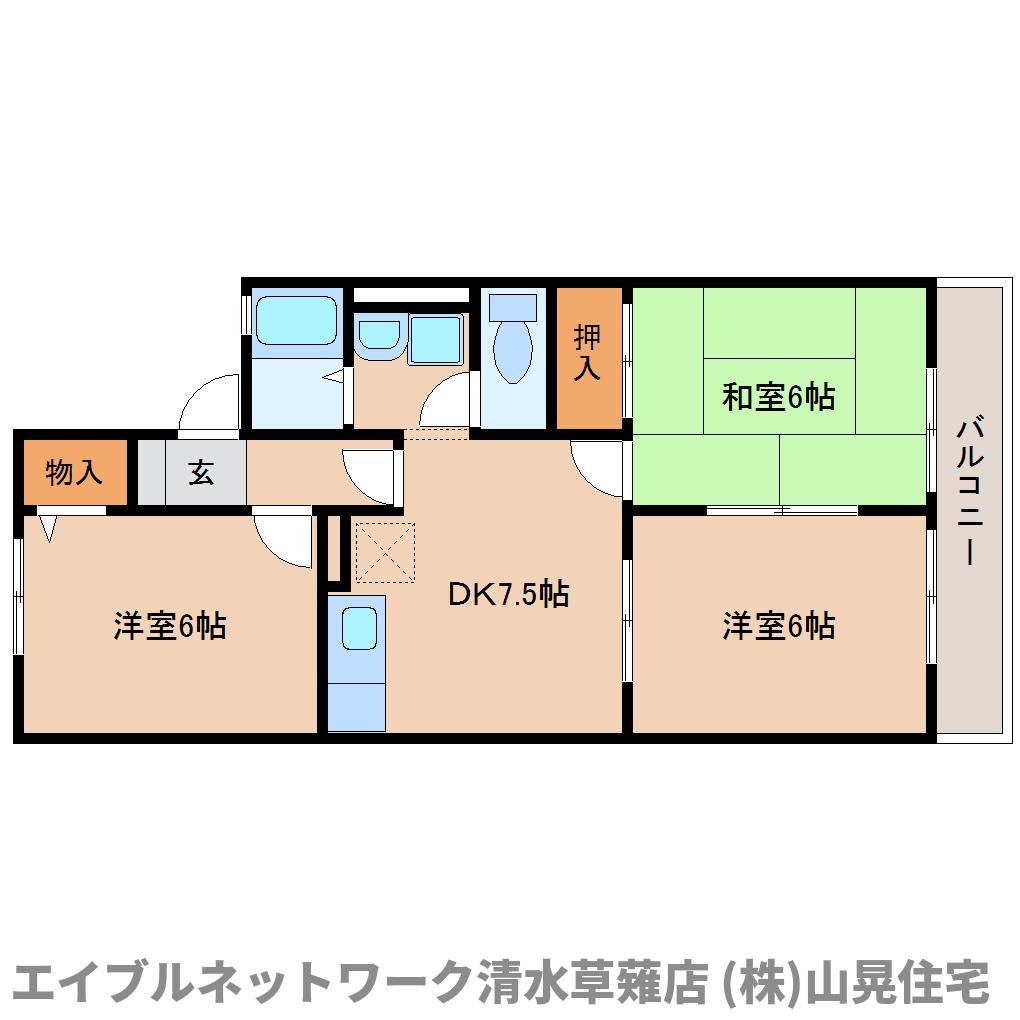 静岡市清水区楠新田のアパートの間取り