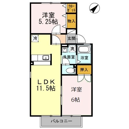 静岡市清水区西久保のアパートの間取り