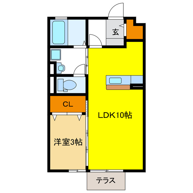 【岐阜市領下のアパートの間取り】