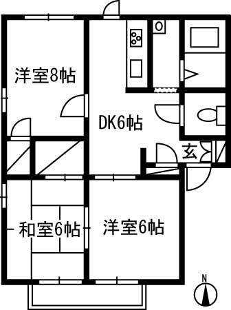 メロディーハイツＡＡの間取り