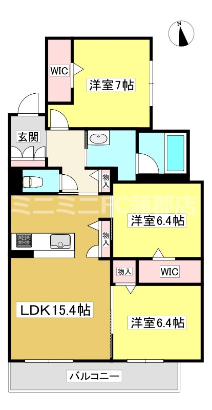 蒲郡市神明町のマンションの間取り