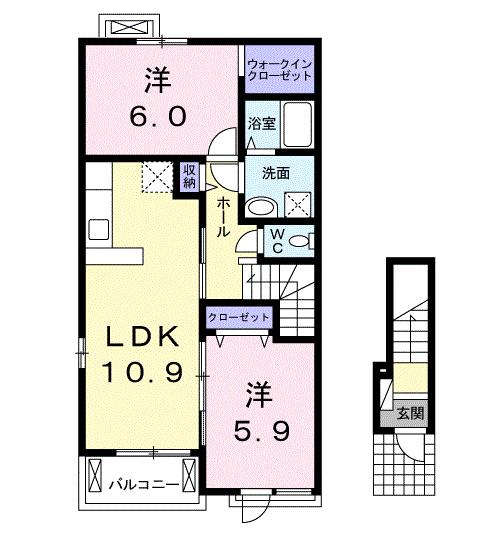 新居浜市寿町のアパートの間取り