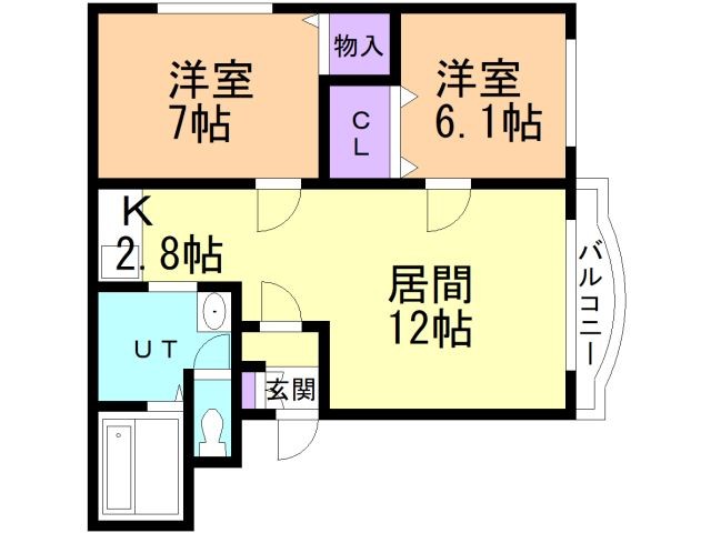 函館市的場町のマンションの間取り