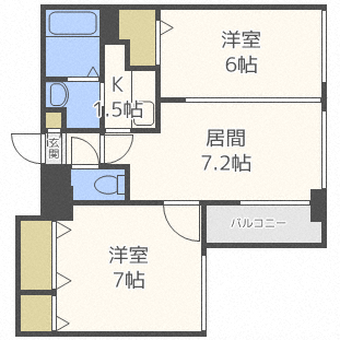 札幌市中央区南三条西のマンションの間取り