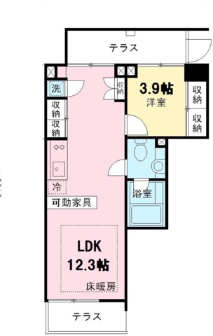 Hi-ROOMS桜上水Bの間取り