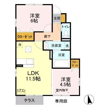 袖ケ浦市蔵波台のアパートの間取り