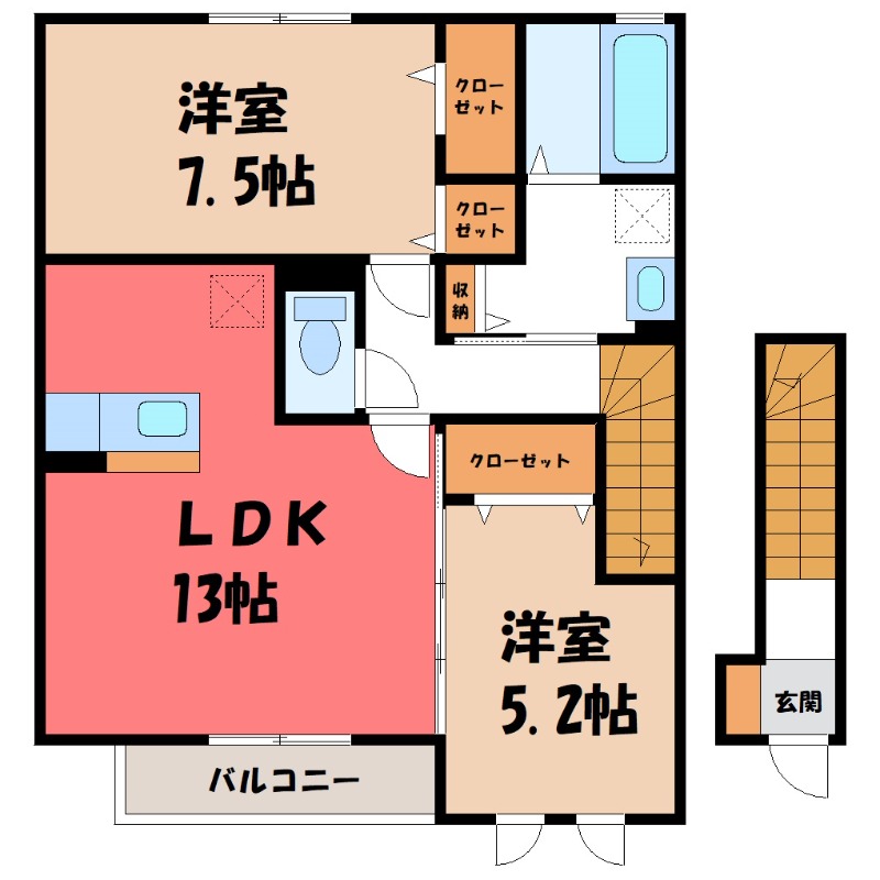 太田市飯田町のアパートの間取り