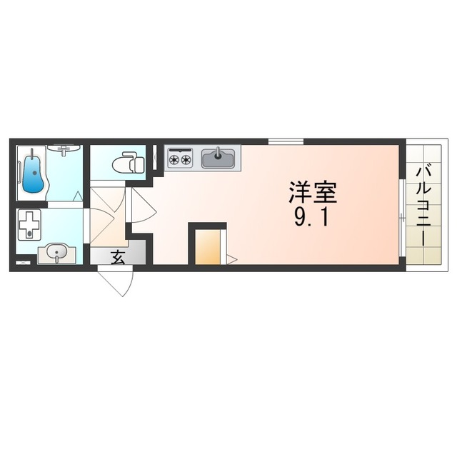 大阪市平野区平野市町のアパートの間取り