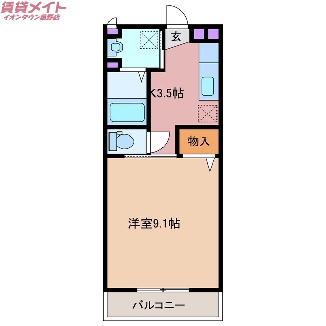 いなべ市大安町南金井のマンションの間取り