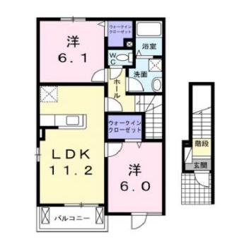 福山市神辺町大字川南のアパートの間取り