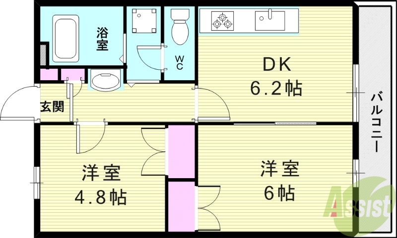 豊中市東泉丘のマンションの間取り