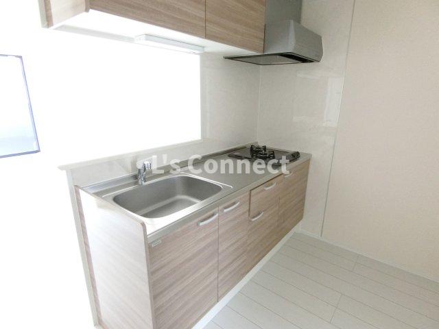 キッチン　２口ガスコンロのシステムキッチン。