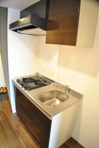 キッチン　プレミアムコート谷町4丁目　2口ガスシステムキッチン