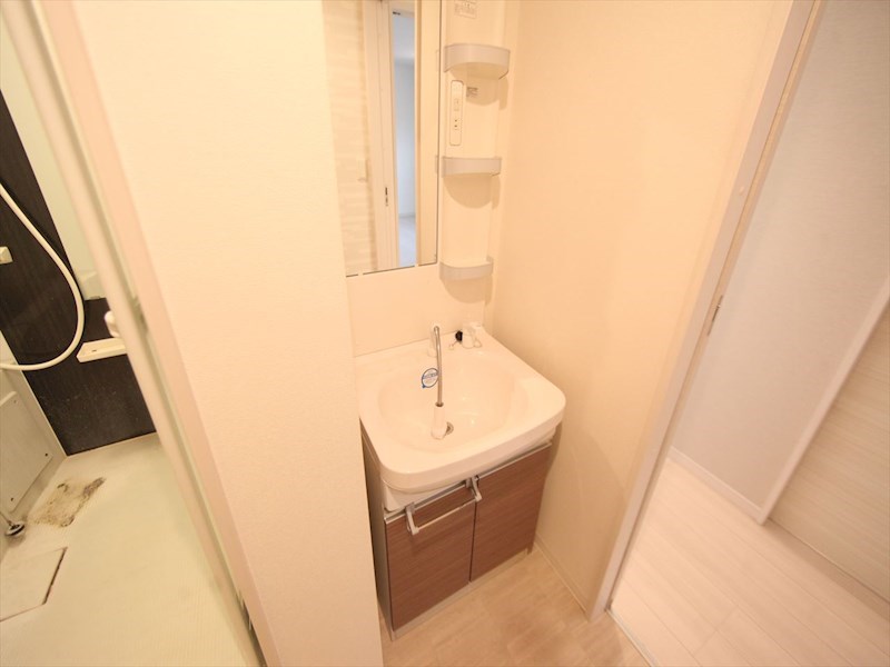 洗面設備　脱衣所　独立洗面台（シャンプードレッサー付）収納スペース有