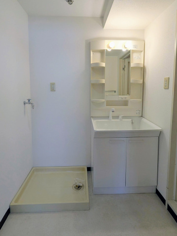 洗面設備　洗面化粧台と洗濯機置き場