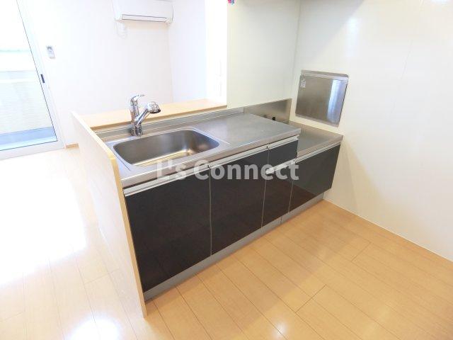 キッチン　２口ガスコンロ設置可能な対面キッチン。