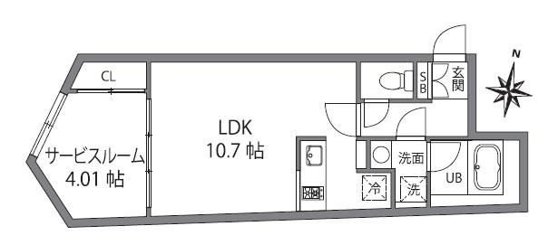 西武新宿線 中井駅 徒歩2分 4階建 築2年の間取り写真