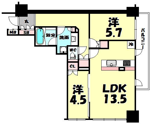 クレヴィアタワー大阪本町の間取り写真