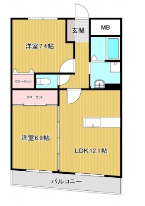 エヴァーワン玉島の間取り