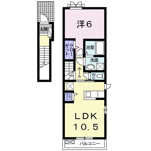 大牟田市下白川町のアパートの間取り