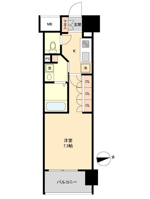 仙台市宮城野区鉄砲町中のマンションの間取り