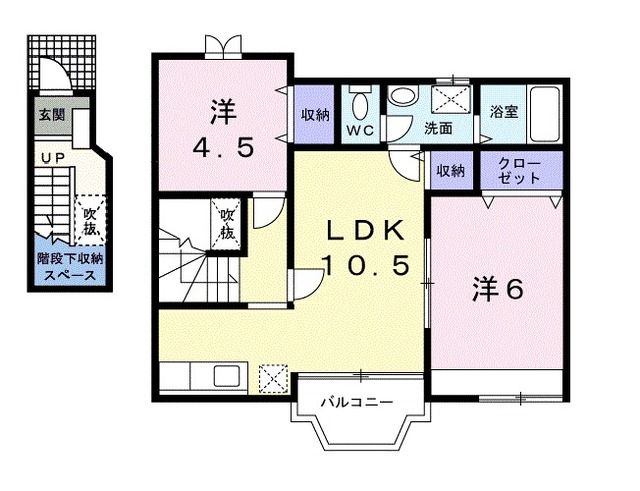 岡山市北区御津宇垣のアパートの間取り