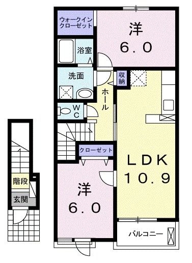 【西条市朔日市のアパートの間取り】