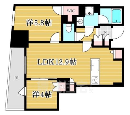 福岡市中央区天神のマンションの間取り