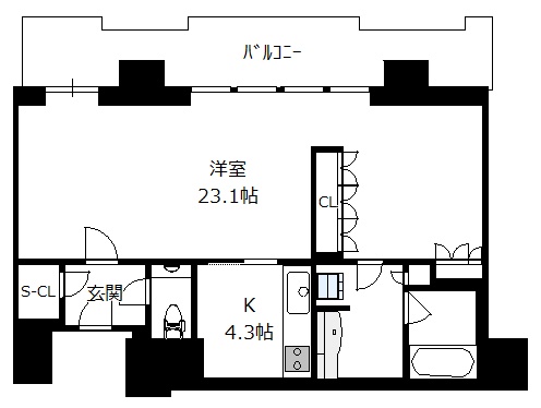 大阪市北区大深町のマンションの間取り