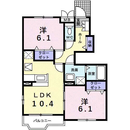 知多郡阿久比町大字植大のアパートの間取り