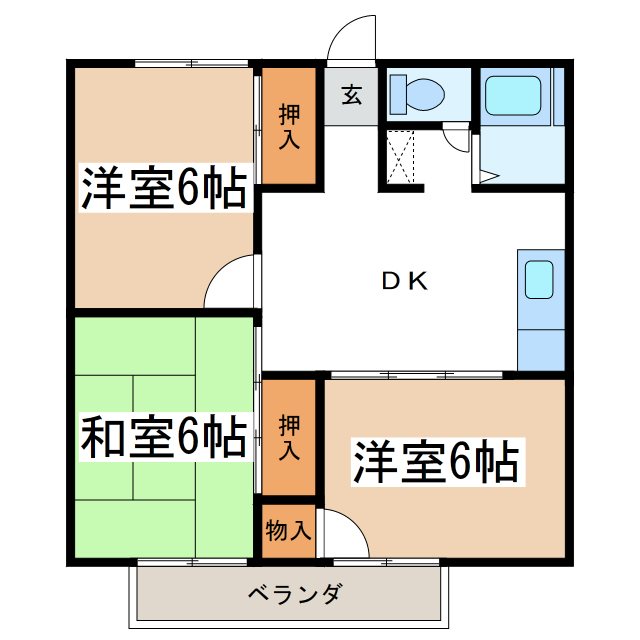 松本市大字島内のアパートの間取り