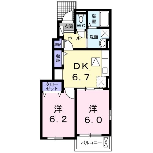 福津市津屋崎のアパートの間取り