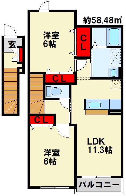 グリーンヒルズ旭 D棟の間取り