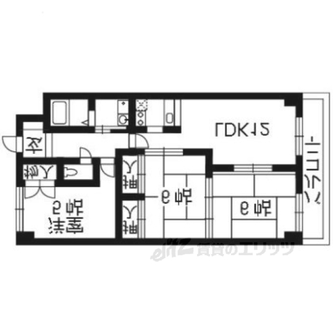 向日市寺戸町のマンションの間取り