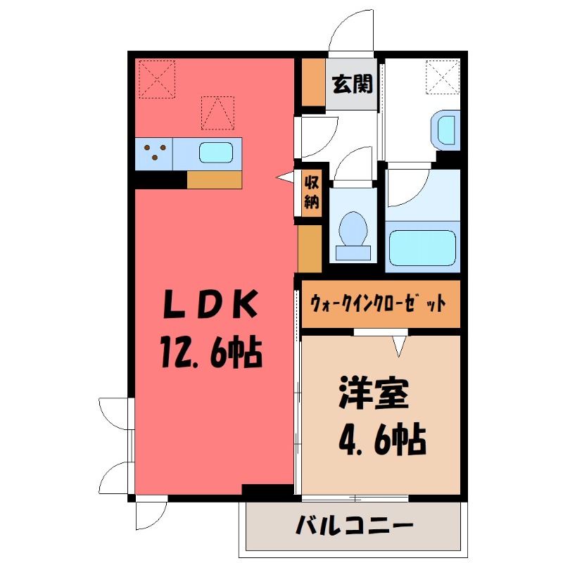 宇都宮市桜のアパートの間取り