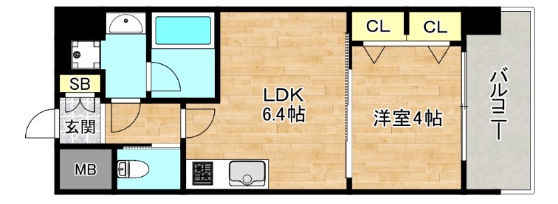 東大阪市足代北のマンションの間取り